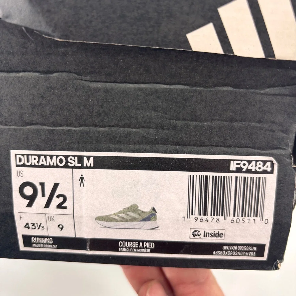 Adidas Duramo SL M Running Shoes Mens 9.5 Olive Grey IF9484 New Lightmotion